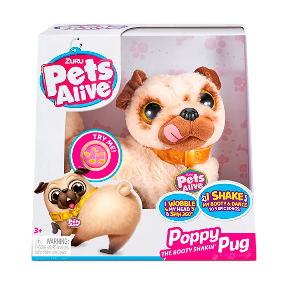 Perros De Peluche>Juguetes ZURU Perrito Bailon Poppy Pug Pets Alive