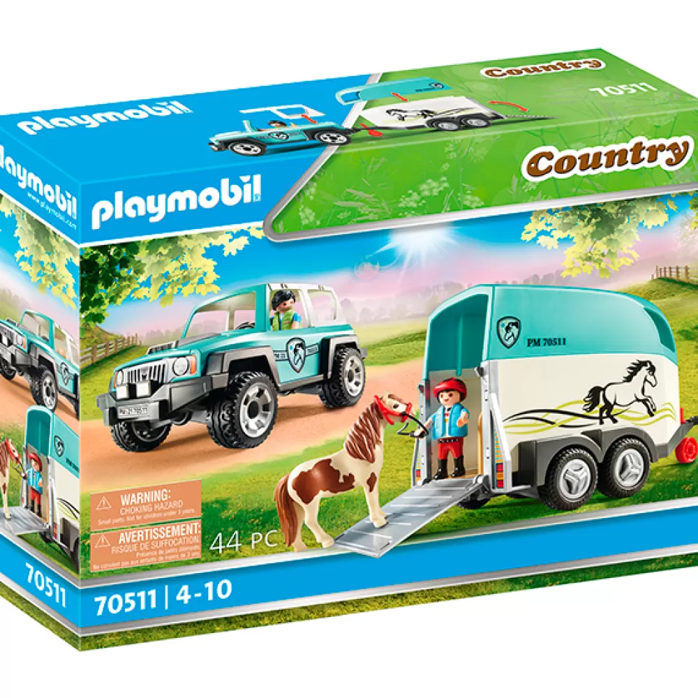 Juguetes Playmobil Country Playmobil 70511 Coche Con Remolque Para Poni Fashion