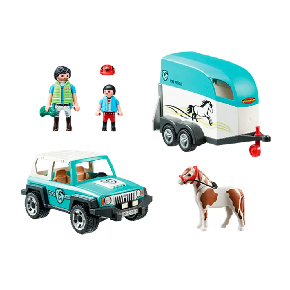 Juguetes Playmobil Country Playmobil 70511 Coche Con Remolque Para Poni Fashion