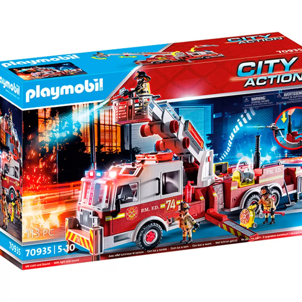 Juguetes Playmobil City Action Playmobil 70935 Vehiculo Bomberos: Us Tower Ladder Fashion