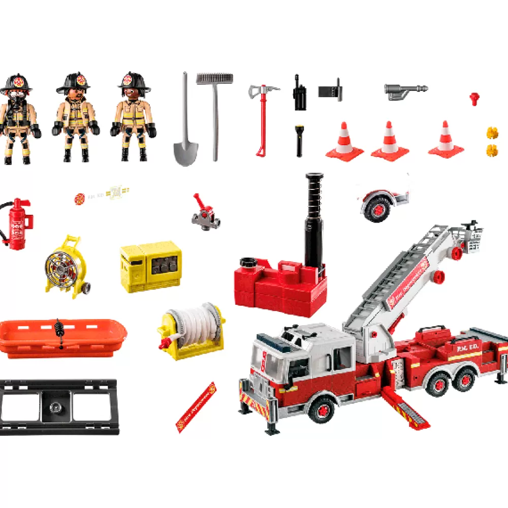 Juguetes Playmobil City Action Playmobil 70935 Vehiculo Bomberos: Us Tower Ladder Fashion